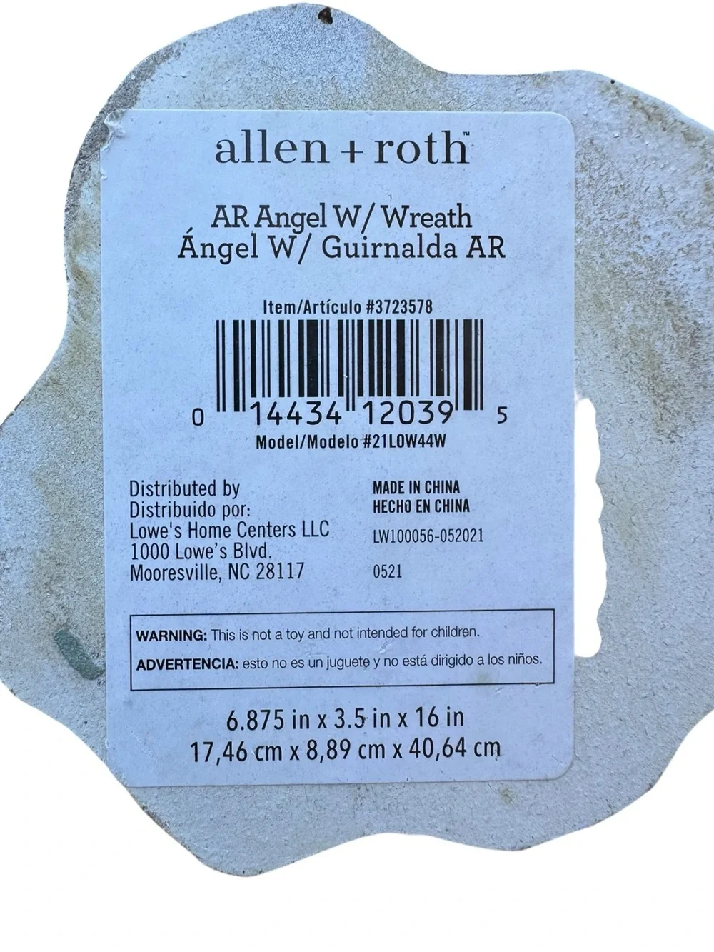 Allen + Roth Christmas Angel w/ Wreath 16” Holiday Figurine Rustic Farmhouse Dec